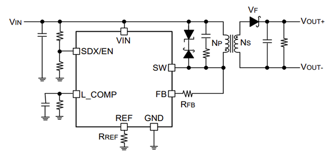 应用电路图 - ROHM Semiconductor BD7F005EFJ-C隔离型反激式转换器IC